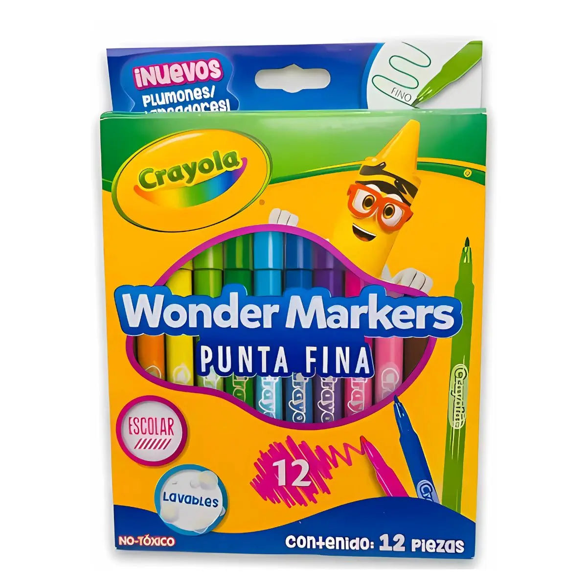 12 Marcadores Punta Fina Wonder Markers Marca Crayola - Crayola