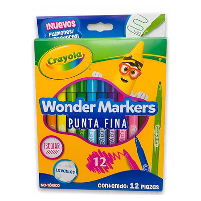 12 Marcadores Punta Fina Wonder Markers Marca Crayola - Crayola