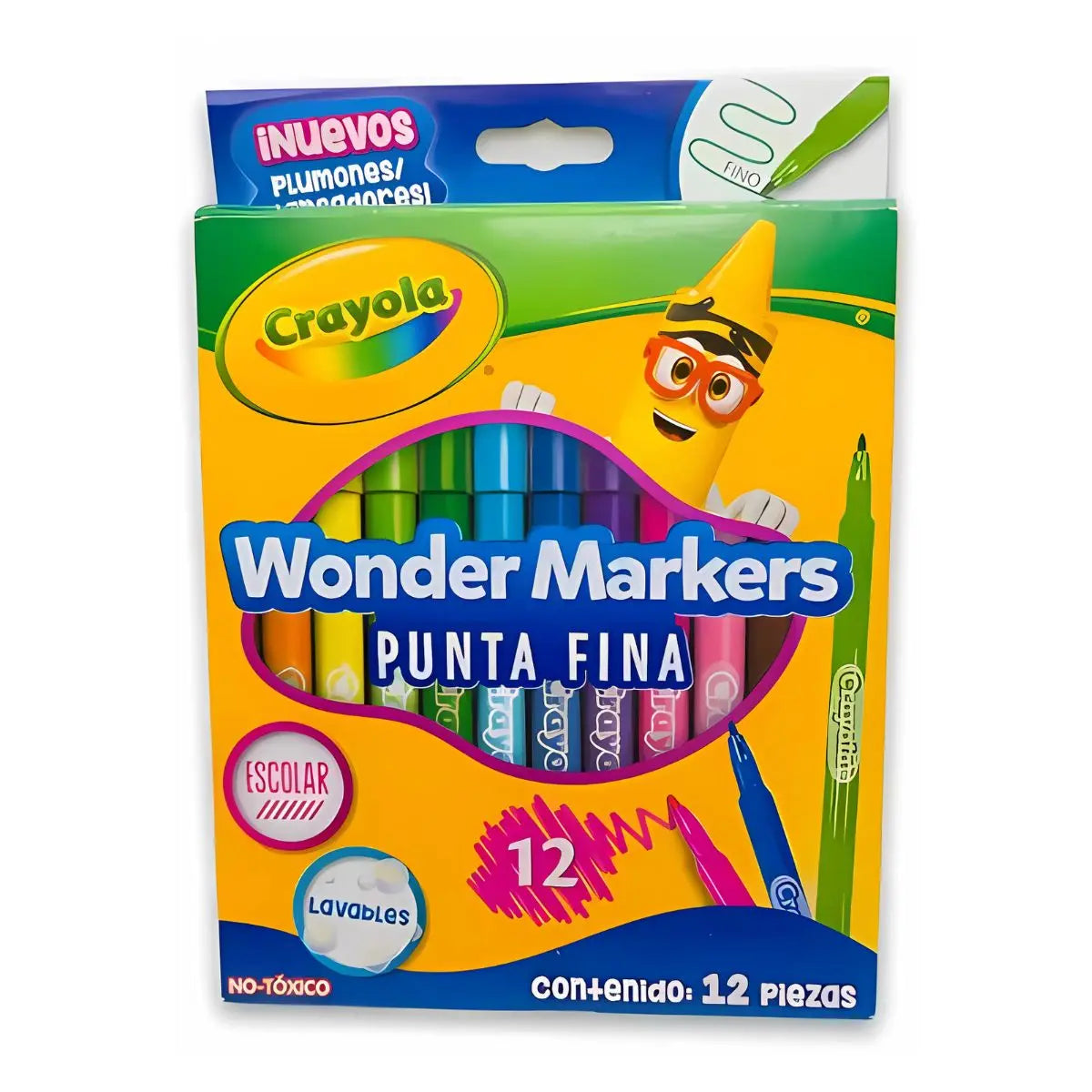 12 Marcadores Punta Fina Wonder Markers Marca Crayola - Crayola - detalle