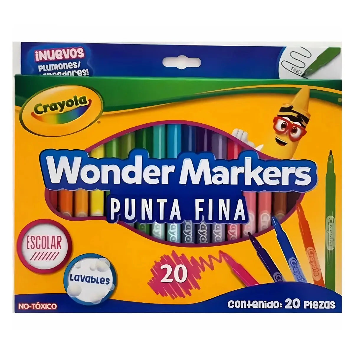 20 Marcadores Punta Fina Wonder Markers Marca Crayola - Crayola - vista lateral
