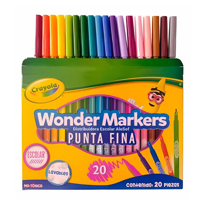 20 Marcadores Punta Fina Wonder Markers Marca Crayola - Crayola