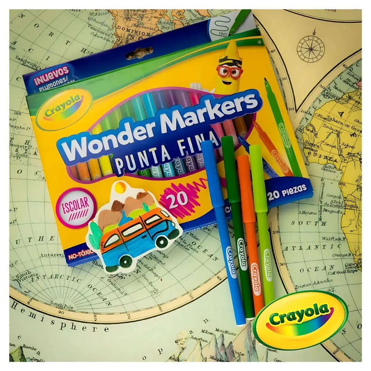 20 Marcadores Punta Fina Wonder Markers Marca Crayola - Crayola - empaque
