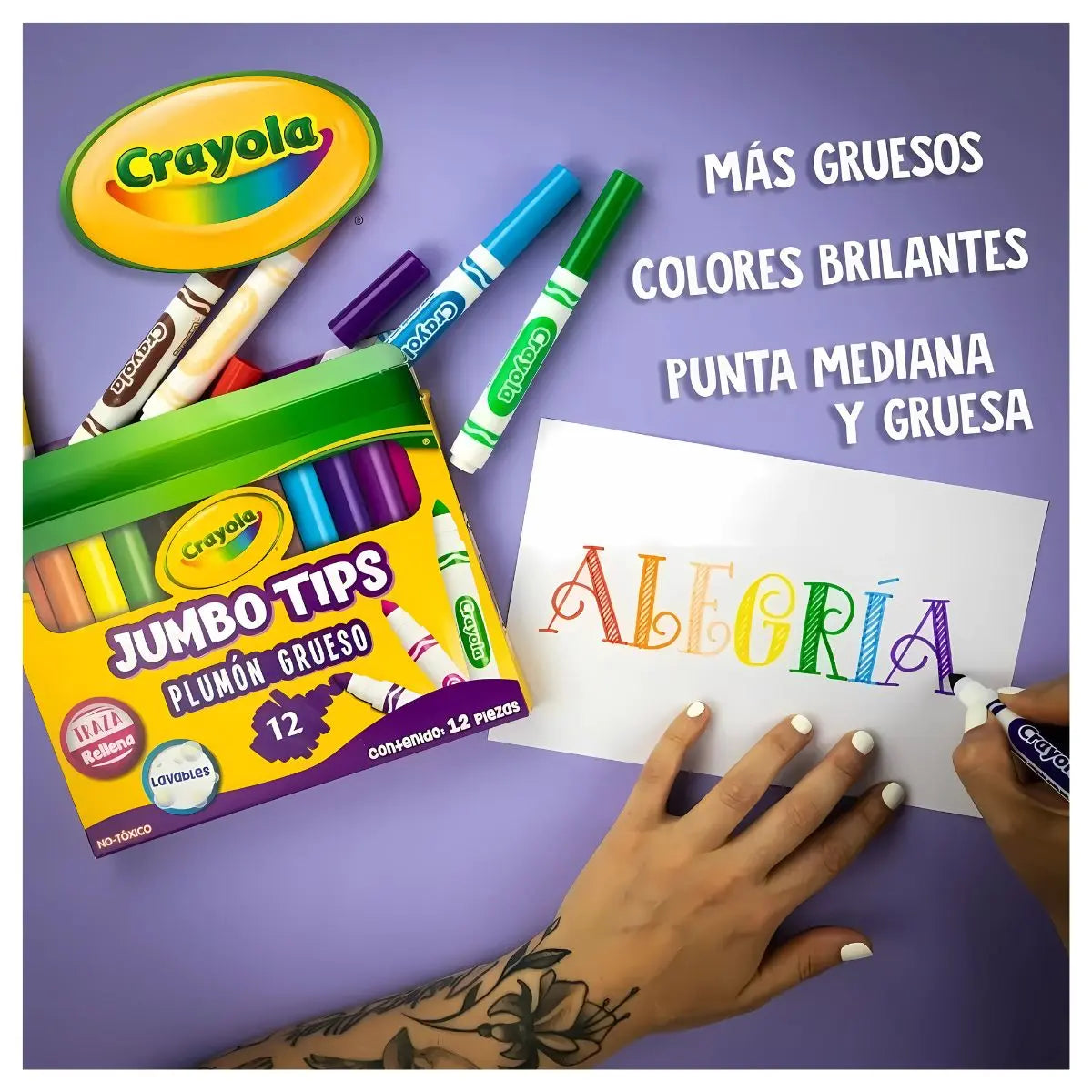 12 Plumones Jumbotips Marca Crayola - Crayola - vista trasera