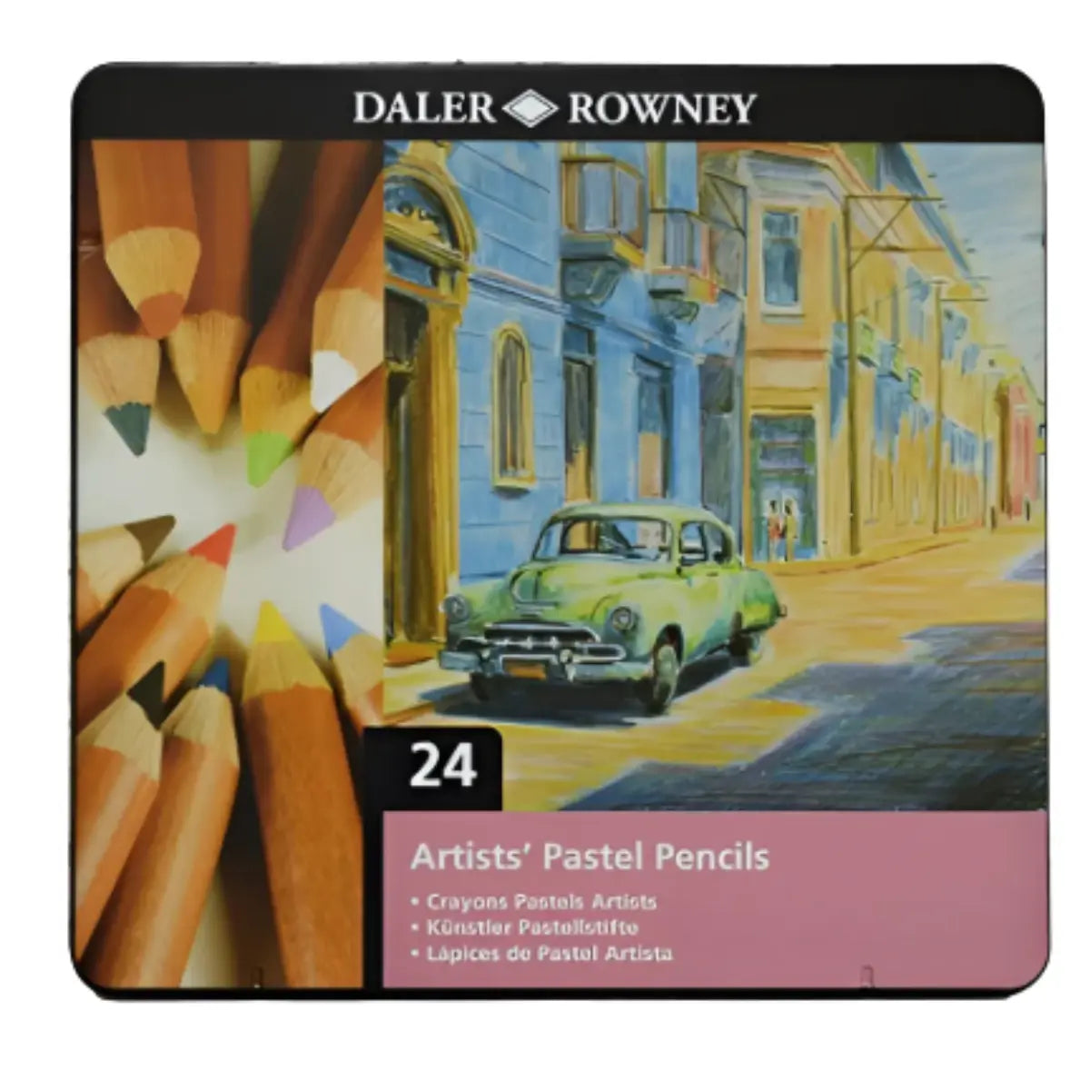 Estuche 24 Lapiz Pastel Dibujo Trazo Suave Daler Rowney - Daler-Rowney - vista lateral