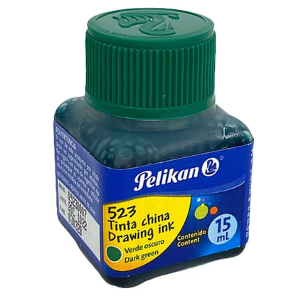 Tinta China Pelikan 15ml Dibujo Caligrafía Elegir Color Verde Oscuro - Pelikan - vista lateral