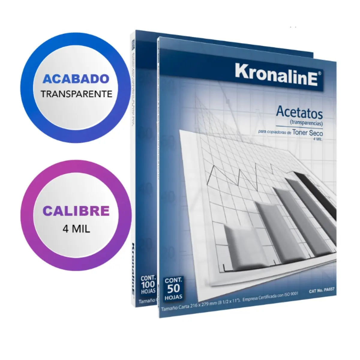 Acetato Retroproyeccion 4 mil Kronaline PA657 Carta 50 Hojas c/u 3 PIEZA - Kronaline