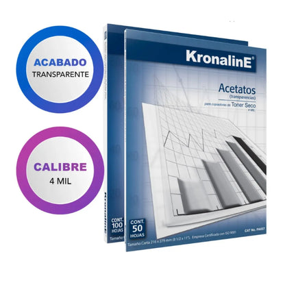 Acetato Retroproyeccion 4 mil Kronaline PA657 Carta 50 Hojas c/u 3 PIEZA - Kronaline