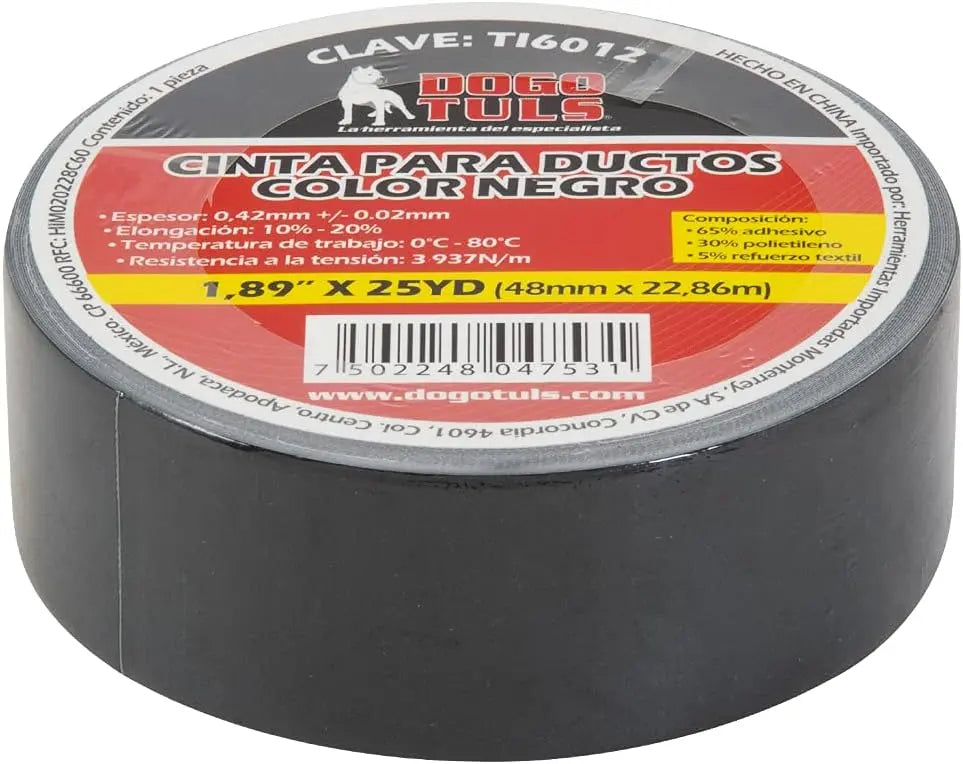 Cinta Ductos Negra 22m Dogotuls Duct Tape Resistente - Dogotuls - detalle