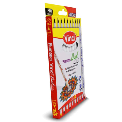 Marcador Plumón Doble Punta Vinci Trazo Fino Y Grueso Set 10 Piezas - Vinci - vista lateral