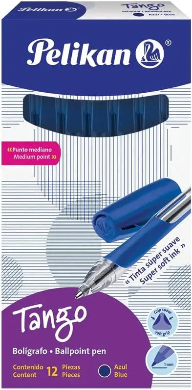 Bolígrafos Semi Gel Pluma Tango Pelikan 12 Piezas Elegir Color Azul - Pelikan