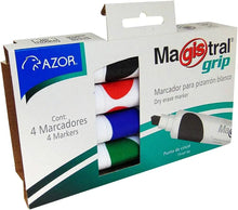 Marcadores Azor para Pizarrón Blanco Magistral Grip Cincel 6mm 4 Piezas - Azor