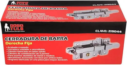 Cerradura Chapa Seguridad Barra Fija Derecha Cromo Dogotuls - Dogotuls - detalle