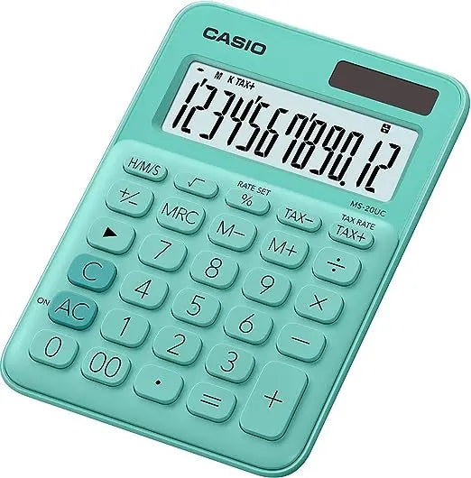 Calculadora Mini de Escritorio Casio Ms-20uc 12 Dígitos Elegir Color Verde Claro - Casio