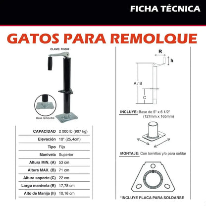 Gato Remolque Dogotuls Fijo 2000 Lb Estructura A Con Base - Dogotuls - accesorios