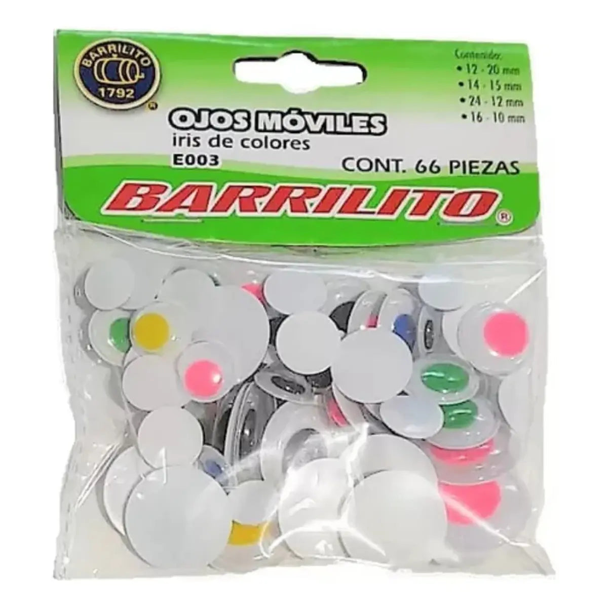 66 Piezas Ojos Movibles Barrilito Para Manualidades - Barrilito - vista lateral