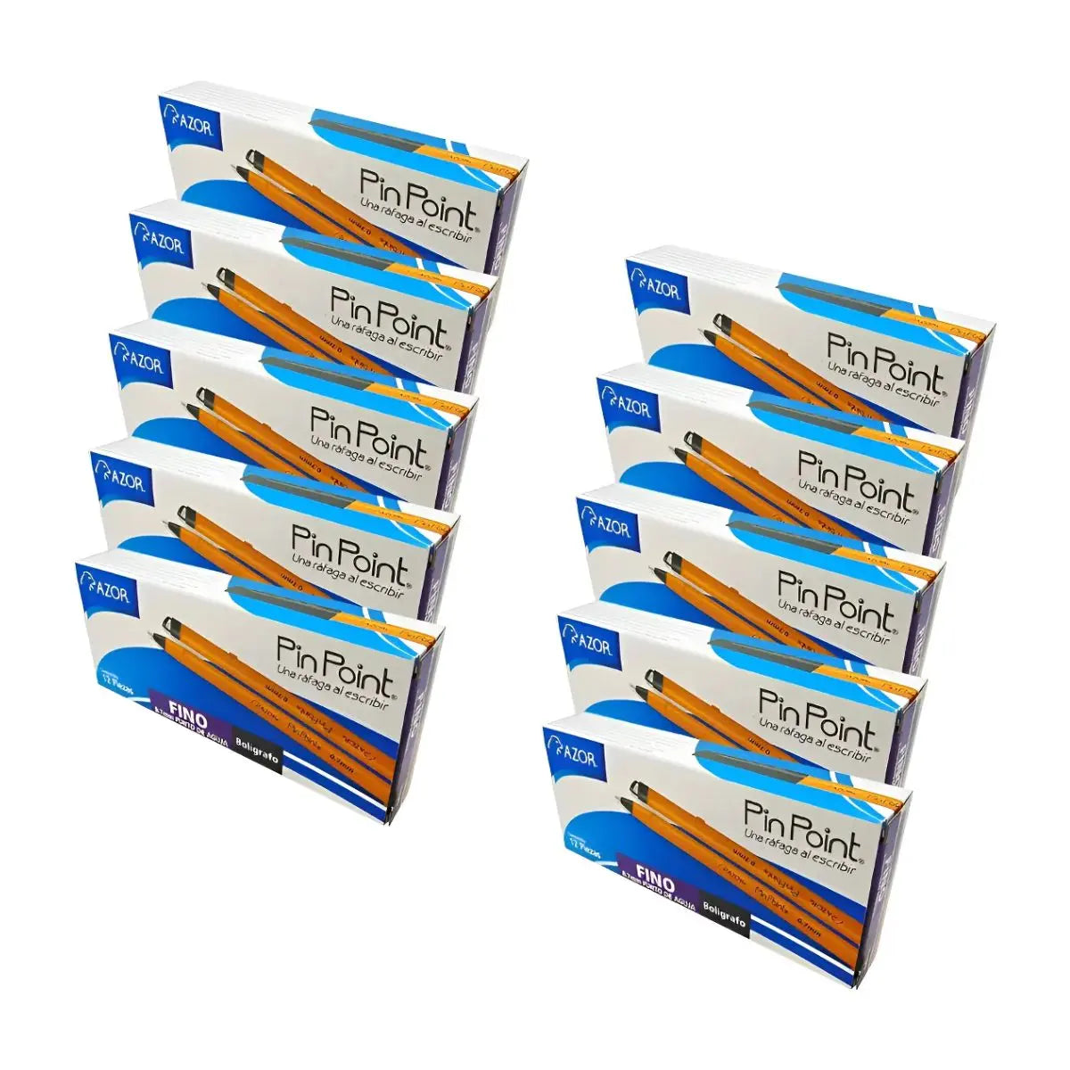 10 cajas Con 12pz Bolígrafos Azor Pin Point Punta Aguja 0.7mm - Azor - vista lateral