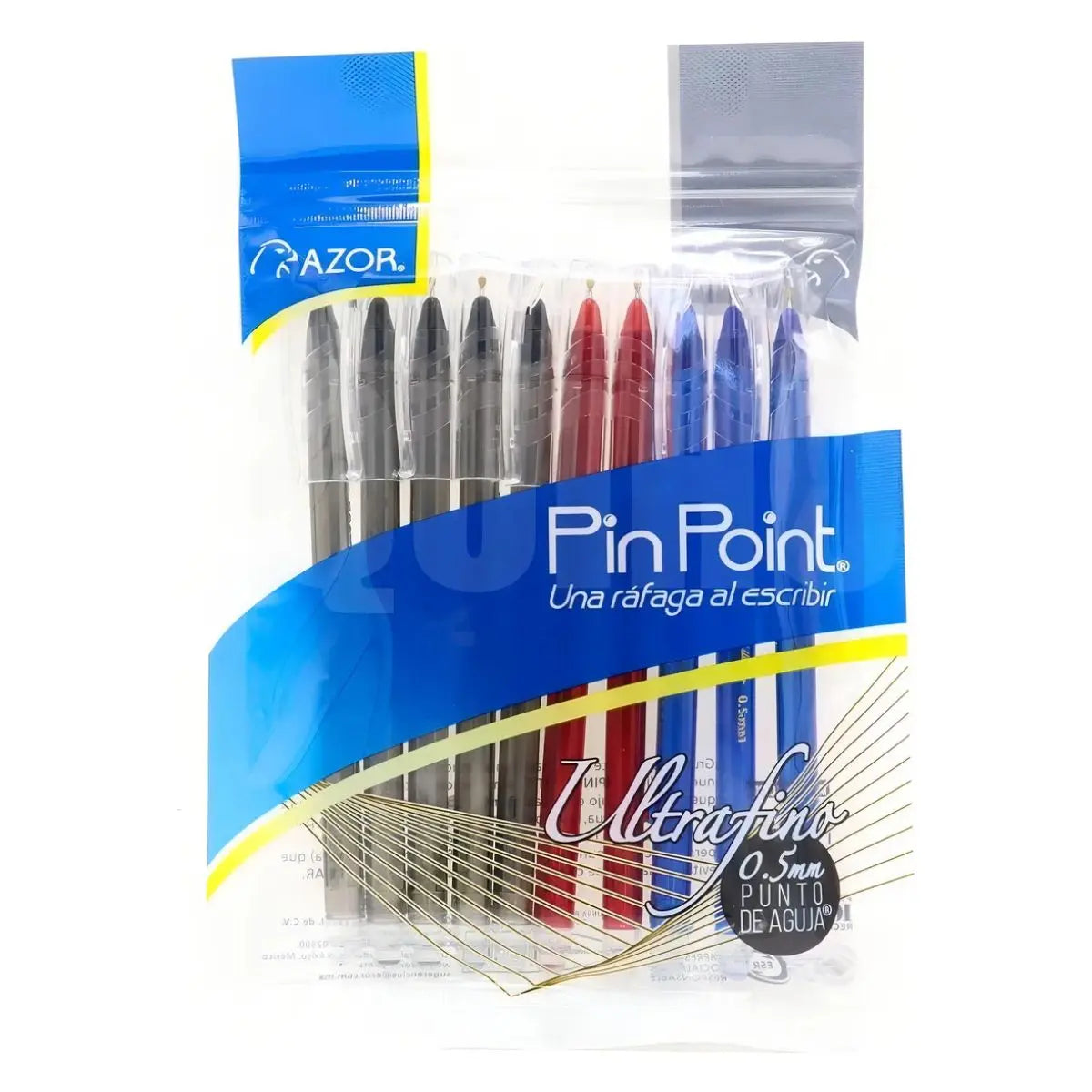 10 Boligrafos Pin Point Ultrafino 0.5mm Azor Colores - Azor - vista lateral