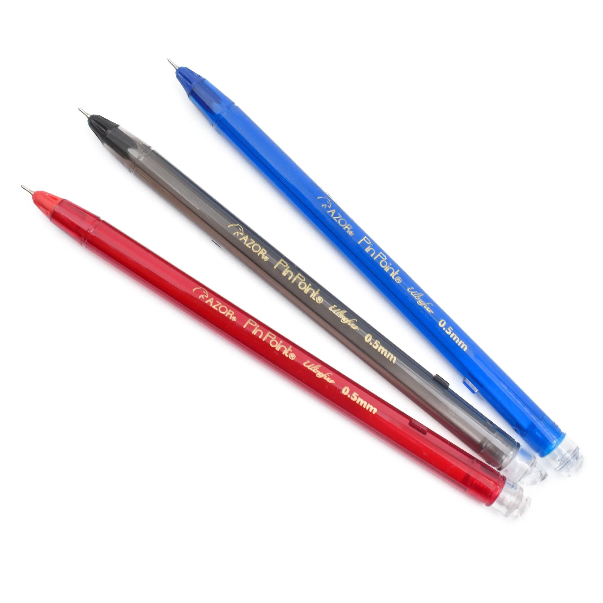 Bolígrafos Azor Pin Point Ultra Fino Punta Aguja 0.5mm 3 Piezas Elegir Color Surtido - Azor