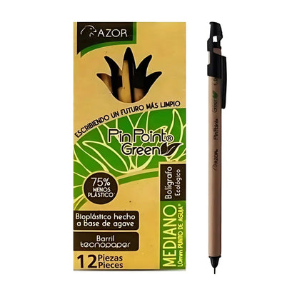 Bolígrafos Plumas Azor Pin Point Ecológico Mediano 1mm 12 Piezas Elige Color Rojo - Azor - vista lateral
