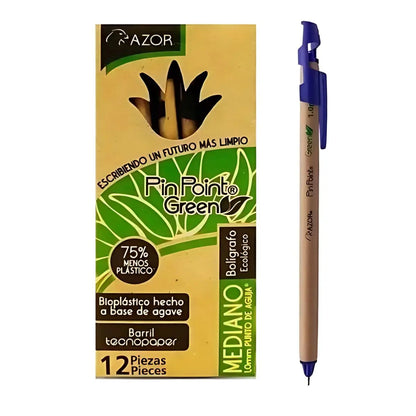Bolígrafos Plumas Azor Pin Point Ecológico Mediano 1mm 12 Piezas Elige Color Rojo - Azor