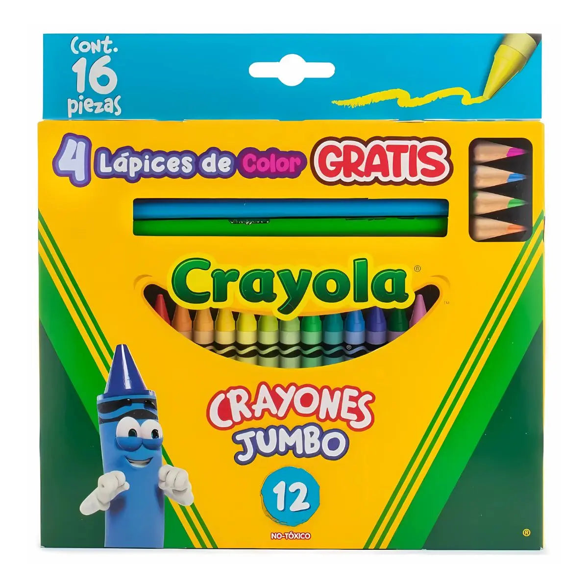 12 Crayones Jumbo Colores + 4 Lapices de Color Crayola 16 Piezas - Crayola - empaque