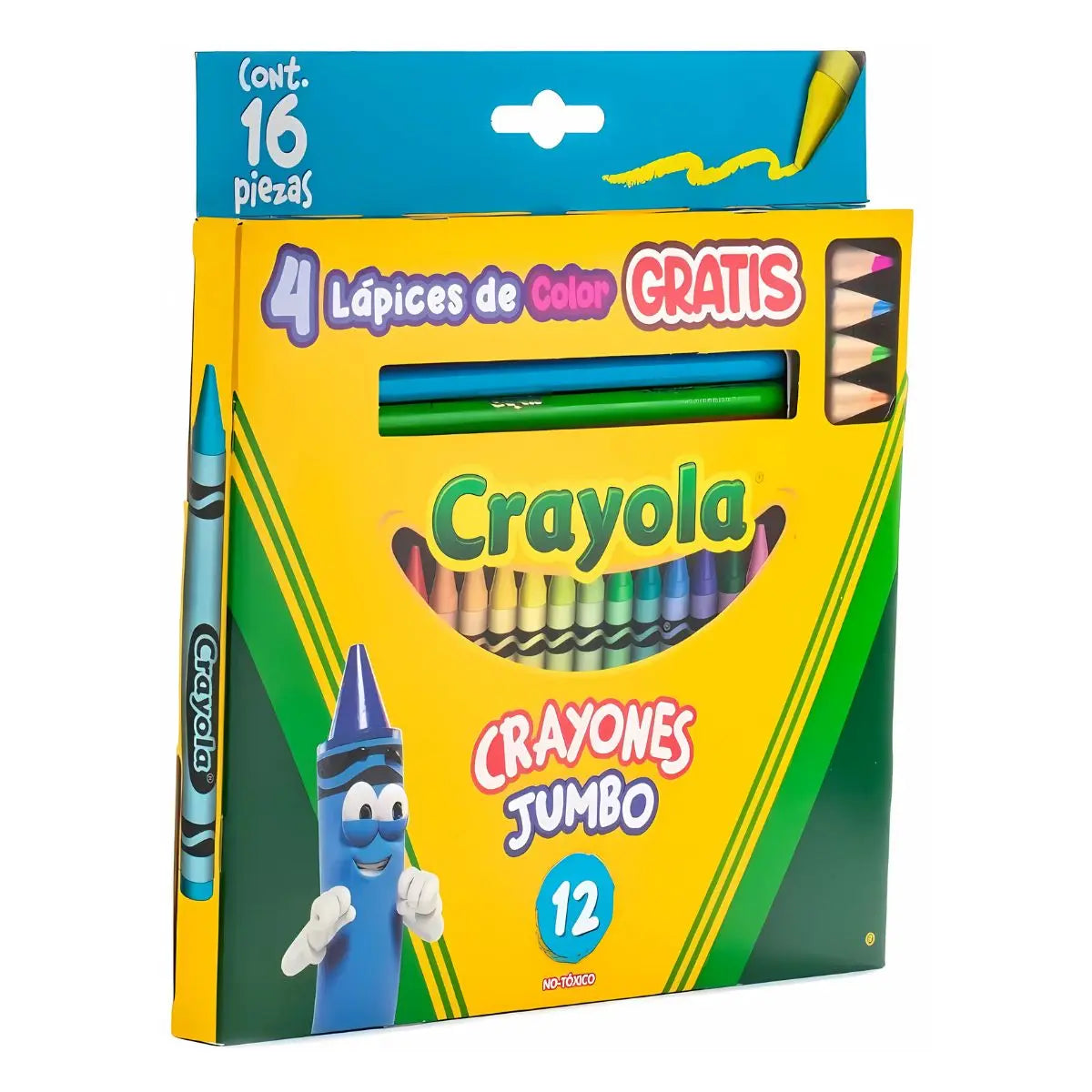 12 Crayones Jumbo Colores + 4 Lapices de Color Crayola 16 Piezas - Crayola - vista trasera