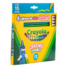 12 Crayones Jumbo Colores + 4 Lapices de Color Crayola 16 Piezas - Crayola - vista trasera
