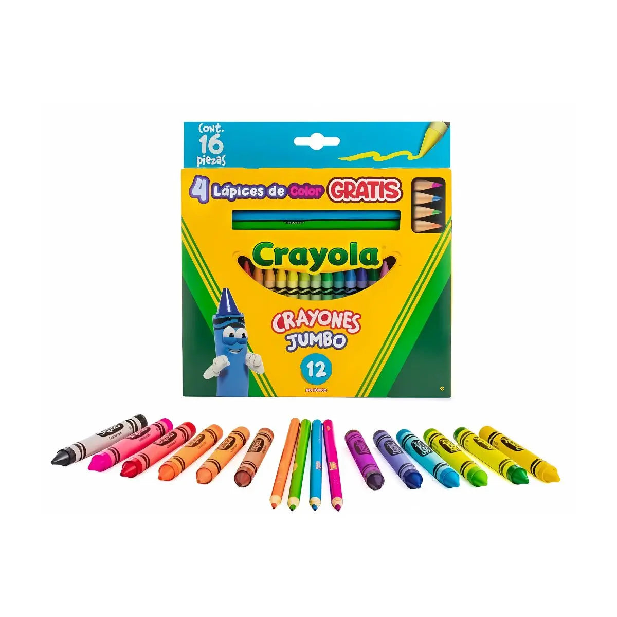 12 Crayones Jumbo Colores + 4 Lapices de Color Crayola 16 Piezas - Crayola - vista lateral