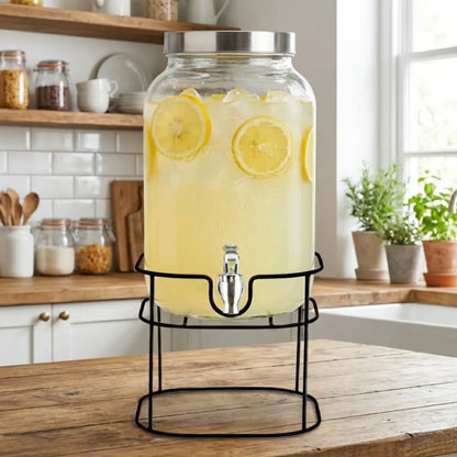 Kit Vitrolero 5 lt +  6 Tarros Mason Jar Asa Tapa Plata - Vittori