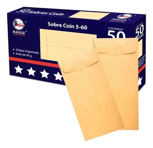 50 Sobres Nómina Dinero Coin 5-44 Nassa 8.8 X 16.4cm 90g - Nassa