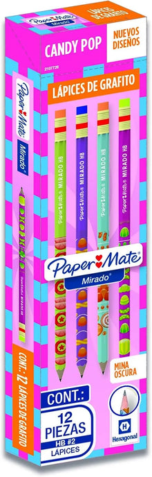 Lápices de Grafito Paper Mate Hexagonal Hb #2 Candy Pop 12 Piezas - Paper Mate