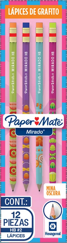 Lápices de Grafito Paper Mate Hexagonal Hb #2 Candy Pop 12 Piezas - Paper Mate - vista lateral