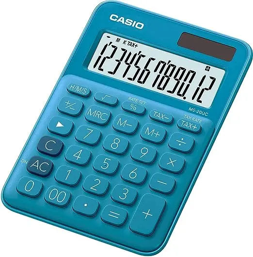 Calculadora Mini de Escritorio Casio Ms-20uc 12 Dígitos Elegir Color Azul - Casio
