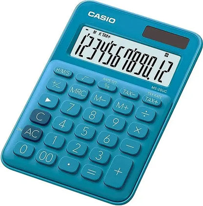 Calculadora Mini de Escritorio Casio Ms-20uc 12 Dígitos Elegir Color Azul - Casio