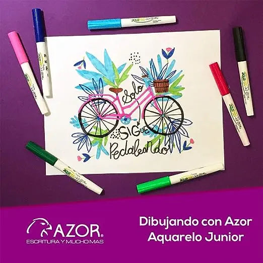 Plumones Azor Base Agua Lavables Dibujo Aquarelo Junior 12 - Azor - detalle