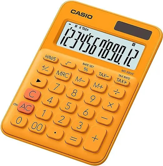 Calculadora Mini de Escritorio Casio Ms-20uc 12 Dígitos Elegir Color Naranja - Casio