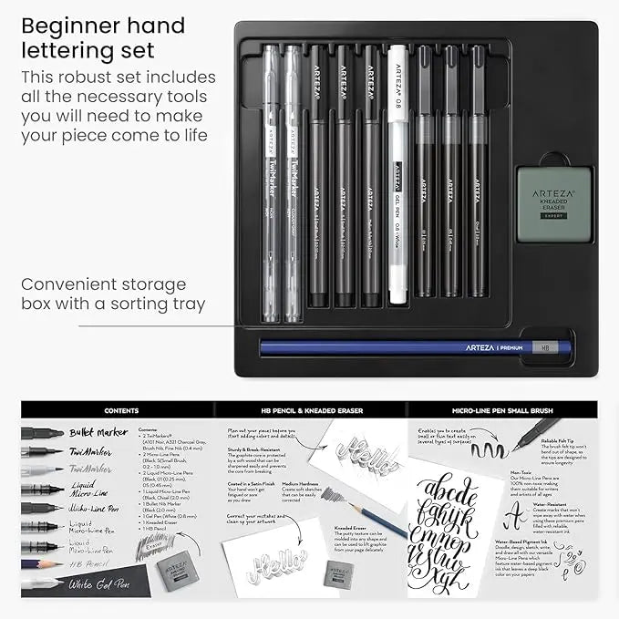 Set De 12 Pz De Lettering Y Caligrafia Arteza Principiante - Arteza