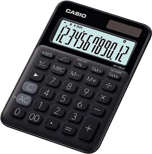 Calculadora Mini de Escritorio Casio Ms-20uc 12 Dígitos Elegir Color Negro - Casio
