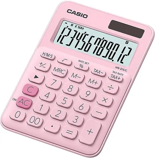 Calculadora Mini de Escritorio Casio Ms-20uc 12 Dígitos Elegir Color Rosa Chicle - Casio