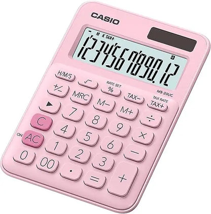 Calculadora Mini de Escritorio Casio Ms-20uc 12 Dígitos Elegir Color Rosa Chicle - Casio