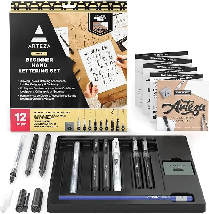 Set De 12 Pz De Lettering Y Caligrafia Arteza Principiante - Arteza - contenido