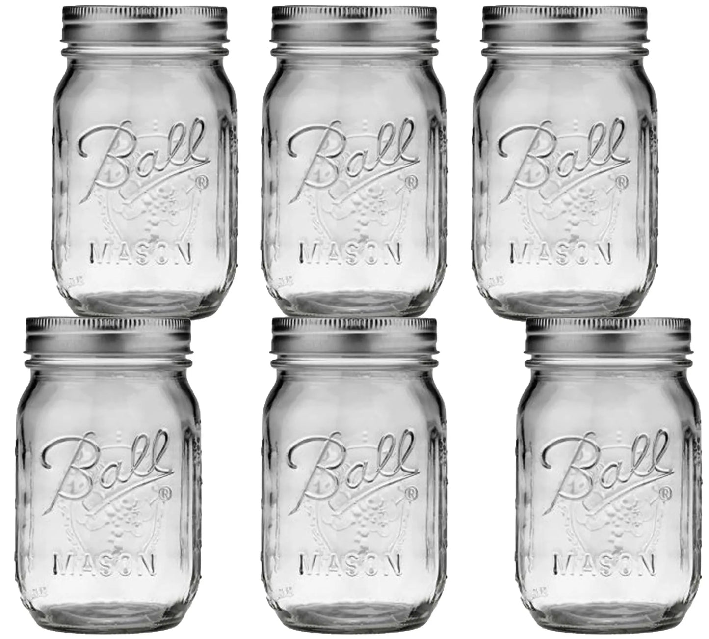 6 Pack Mason Jars Ball 16 Oz (6 Piezas) Boca Regular - Coveme - accesorios