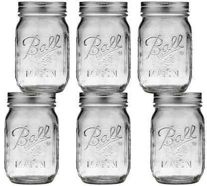 6 Pack Mason Jars Ball 16 Oz (6 Piezas) Boca Regular - Coveme - accesorios