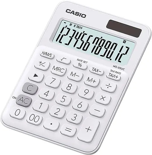 Calculadora Mini de Escritorio Casio Ms-20uc 12 Dígitos Elegir Color Blanco - Casio