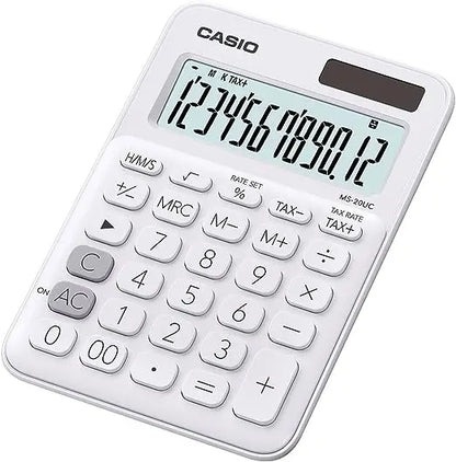 Calculadora Mini de Escritorio Casio Ms-20uc 12 Dígitos Elegir Color Blanco - Casio