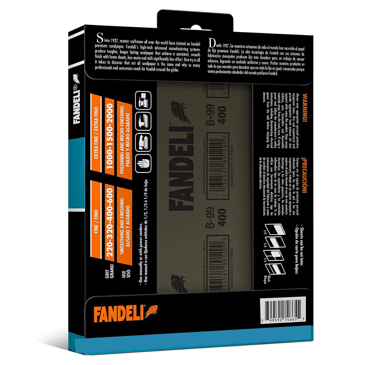 Kit 25 Lijas Agua Granos 220 / 320 / 400 Fandeli - Fandeli - vista lateral