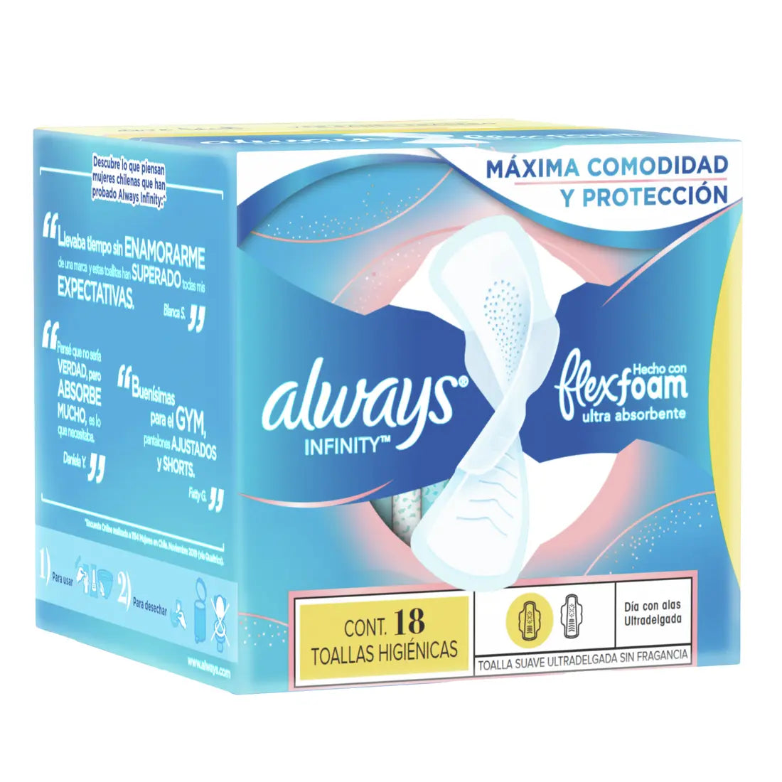 18 Toallas Femeninas Always Infinity Flexfoam Ultradelgada - KCTS - vista lateral