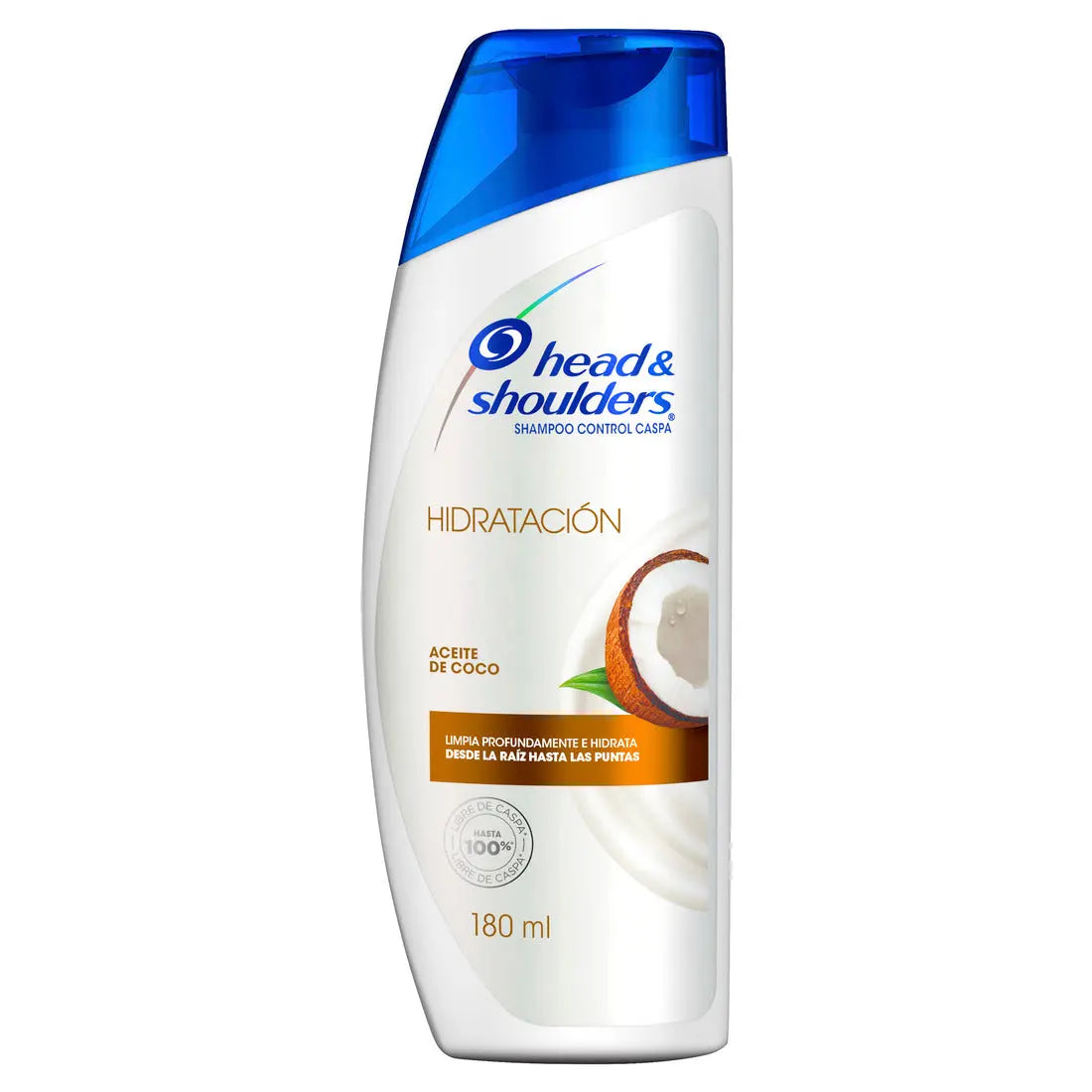 Shampoo Head & Shoulders Hidratación Coco 180ml - P&amp;G - vista lateral