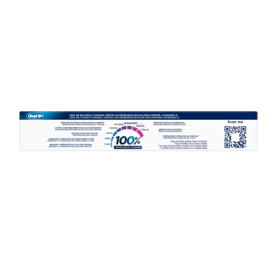 Pasta Dental Oral B 100% 50 Ml Proteccion Esmalte Menta - KCTS - vista lateral