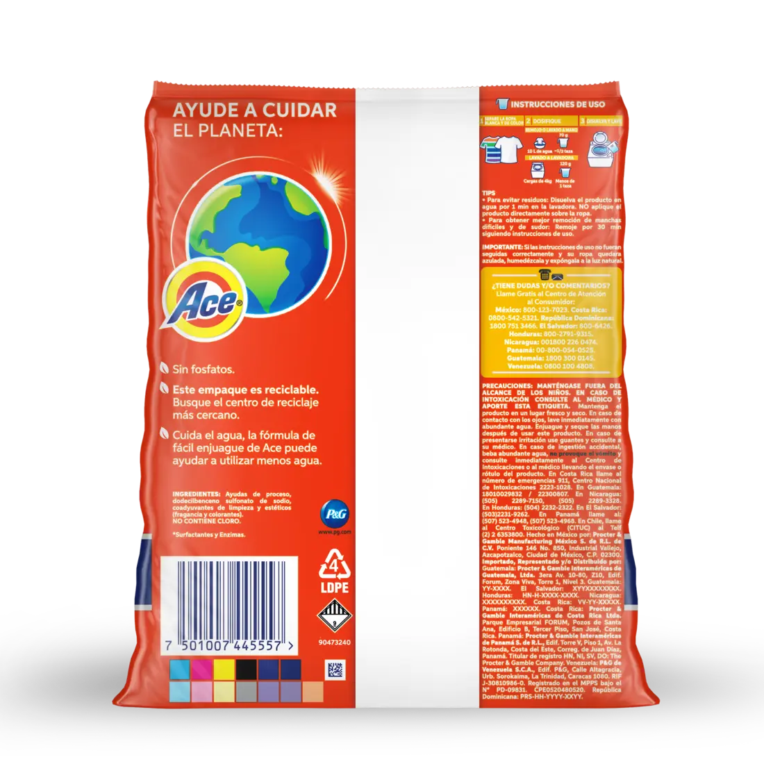 Detergente En Polvo Ace 500 Gr Ropa Blancos Y Colores - KCTS